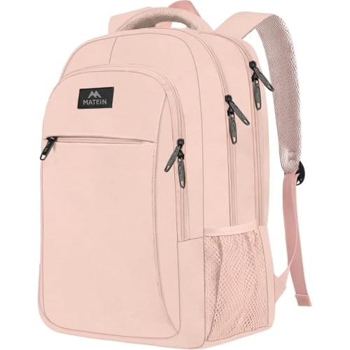 MATEIN 15.6 inch Laptop Backpack, Cute Slim Computer Travel Backpack, Carry On Casual Daypack Bag Gifts for Women Teacher Nurse, Pink