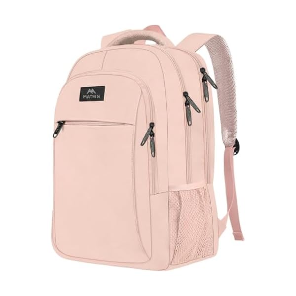 MATEIN 15.6 inch Laptop Backpack, Cute Slim Computer Travel Backpack, Carry On Casual Daypack Bag Gifts for Women Teacher Nurse, Pink