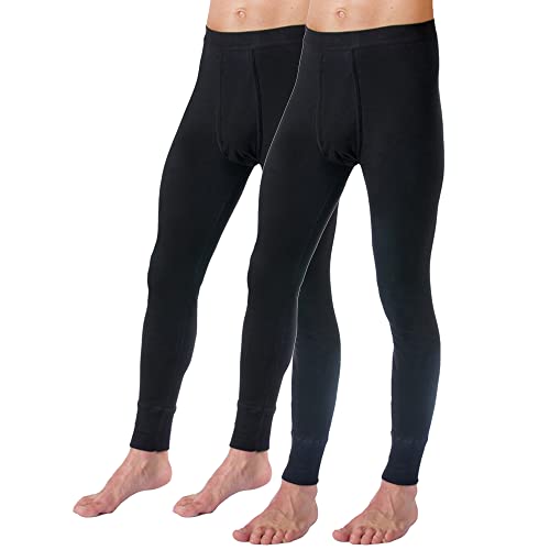 HERMKO 3540 Lot de 2 caleçons Longs pour Homme Long Johns (Autres Couleurs), 100% Coton Biologique, Taille:4 (L), Couleur:Noir