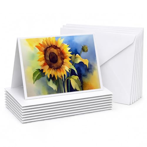 Caroline's Treasures DAC1613GCA7P Sunflowers in Watercolor Greeting Cards and Envelopes Pack of 8 Blank Cards with Envelopes Whimsical A7 Size 5x7 Blank Greeting Cards