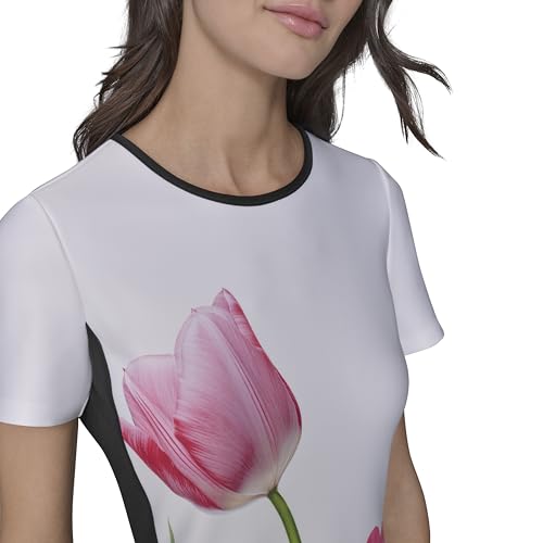Image of Karl Lagerfeld Women's Printed Short Sleeve Contrasting Sheath Dress
