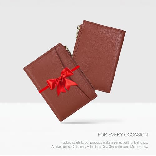 Image of Oak Leathers Leather Wallet For Women - Small RFID Coin Purse Credit Card & ID Holder for Ladies, Gift for Women's, Bifold Wallets (Nappa Cognac)