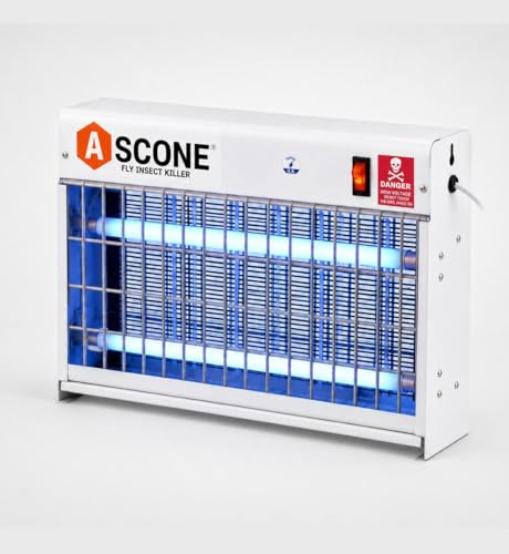Image of Ascone Flying Insect Killer Machine with 2 UV Tubes | Silent & Chemical-Free Fly Control for Home, Restaurants, Hotels & Offices - White