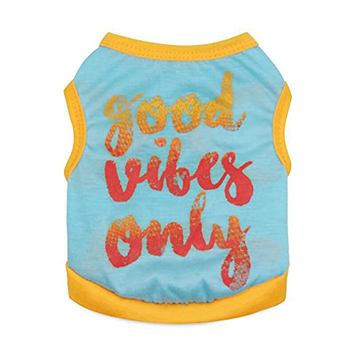 Coutudi Pack Of 2 Pcs Dog Vest For Small Dogs Good Vibes Only Word Print Dog Shirt Cat Shirt Summer Cooling Breathable Puppy Shirt Soft Puppy Vest (Medium) #TOP1