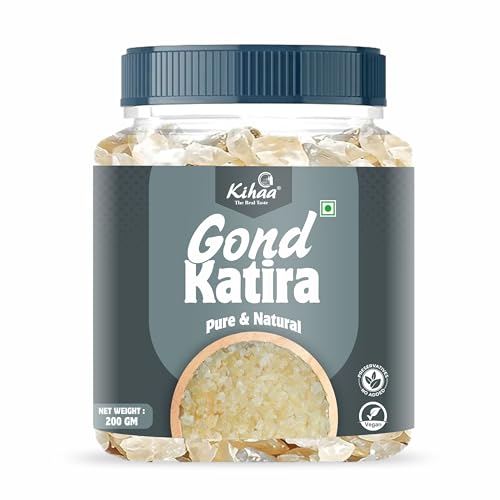 Image of Kihaa Gond Katira (Tragacanth Gum) 200g | 100% Natural Edible Gum | Cooling Summer Superfood | Supports Digestion, Hydration & Energy | Plant-Based & Premium Quality