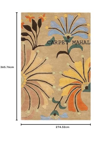 Image of Carpet Mahal Export Quality Tuffted Pure Woollen Carpet for Living Room Bedroom Hall Size 9 x 12 feet (270X360 Cm) Color-Multi