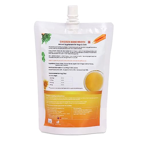 FurrMeals All Life Stages Ready To Serve Chicken Bone Broth | Gravy/Wet Dog Food | Treat For Dogs And Cats | 300Ml X Pack Of 1 | Joint Health Natural Supplement, Granule