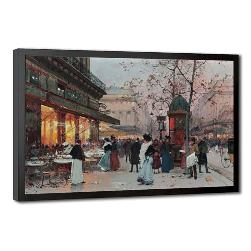 Poster Cafe Parisien Paris par Eugene Galien-laloue tableau tableau decoration murale toile