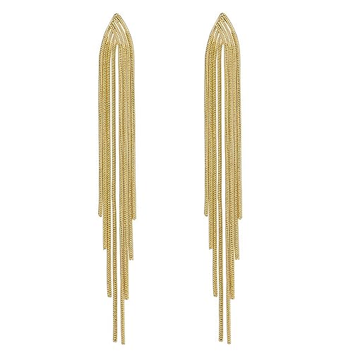 Long Tassel Earrings for Women Gold Dangle Earrings Metal Chain Gold Statement Earrings, Punk Long Threader Earrings for Teen Girls Wedding Bridesmaid Prom Party
