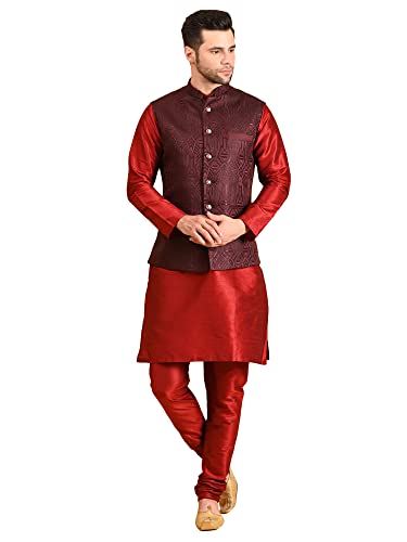 Image of Uri and MacKenzie Men's Silk Blend Kurta Pajama with Designer Ethnic Nehru Jacket /Modi Jacket