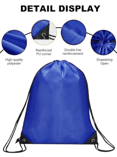Image of ZenNex Drawstring Backpack, Nylon Cinch Sack Backpack for Sports Gym Beach, String Bag Bulk Assorted Colors (50, blue)