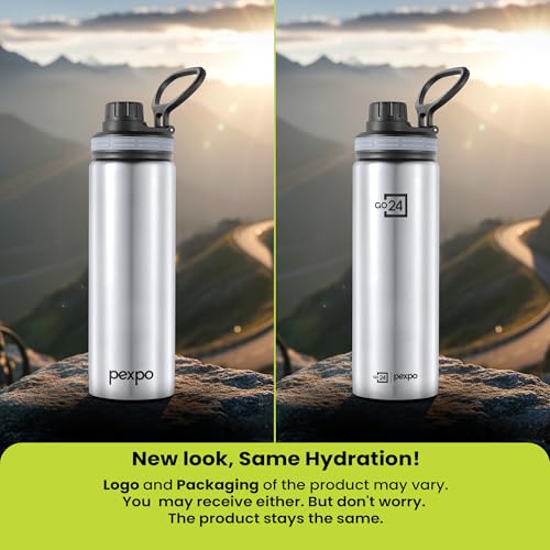 Image of Go24 pexpo Aqua Sip 900 ISI Certified Stainless Steel Sipper Water Bottle - 800ml (Pack of 4)| Single Wall Fridge Bottle | Easy to Carry Handle | For Home, Office, Gym, Trekking - Silver