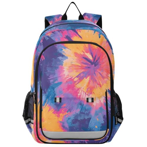 senya Flower Tie-dye Backpack Water-Resistant Bag Lightweight Bookbags with Reflective Strip