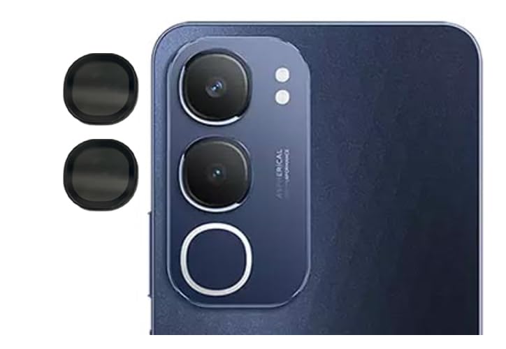 Image of imluckies Camera Ring Lens Protector (Aluminum with Tempered Glass) Compatible for Vivo Y29 - Black (Pack of 2 rings)