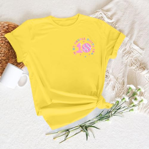 Image of Pairxily in My Double Digits Era Shirt for Girls 10th Cute 10 Year Old Girl Happy Birthday Shirts Gifts Short Sleeve Tops