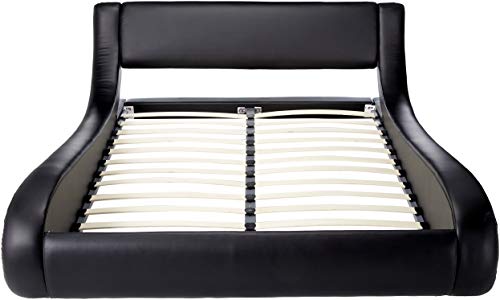 Dona Black Faux Leather Modern Bed #TOP1