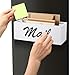 Colingmill Magnetic Mail Organizer Farmhouse Rustic Mail Holder for Fridge Wood Paper Basket Letter Envelope File Storage Box with 2 Slot for Home Office Metal Cabinet Wall Desk Countertop(White)