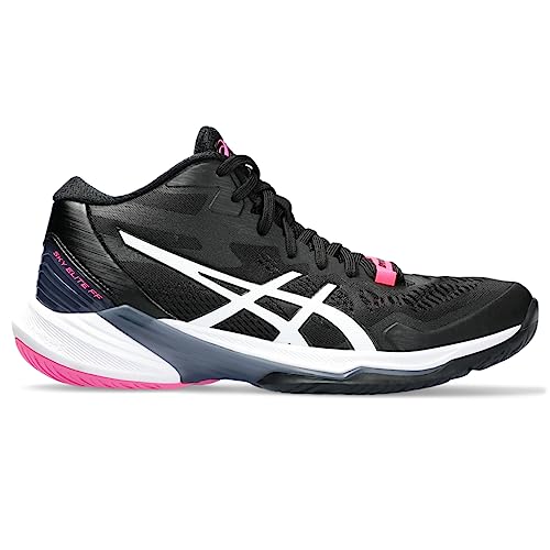 ASICS Women's Sky Elite FlyteFoam Mid Top 2 Volleyball Shoes, 6.5, Black/White