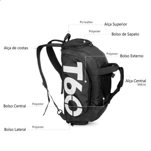 Bolsa Academia Fitness Mochila Transversal Unissex Impermeável Gym Viagem Treino Piscina Clube Prati