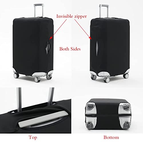 Flower Letter Black Luggage Cover, Elastic Washable Stretch Suitcase Protector Anti-Scratch Travel Suitcase Cover for Kid and Adult (Letter C, L (for 26-28 inch suitcase))3