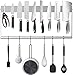 Barra Magnetica per Coltelli Portacoltelli Magnetico in Acciaio Inox Rastrelliera Magnetica per Coltelli 40cm Porta Utensili per Parete da Cucina con 6 Ganci Amovibili
