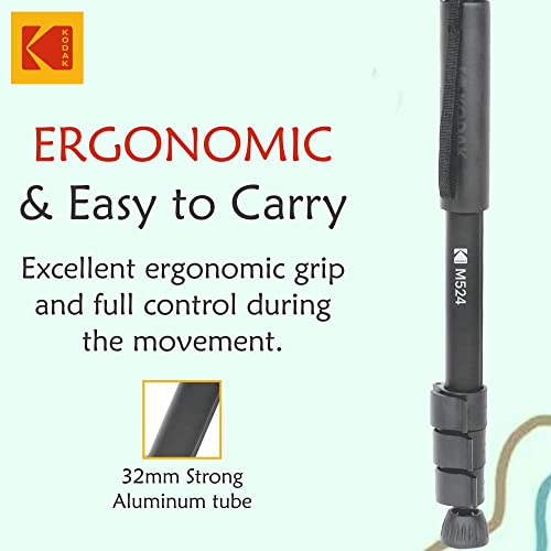 Image of Kodak M524 Monopod Suitable for Both Video & DSLR Cameras & H3100 Photo & Video Head, Black