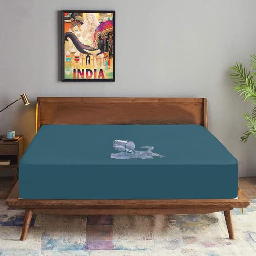 Image of Trance Cotton Feel Terry Ultra Soft Waterproof Mattress Protector | Breathable - Hypoallergenic Mattresses Cover (78x48 inch | 6.5x4 feet, Teal - Pack of 1)