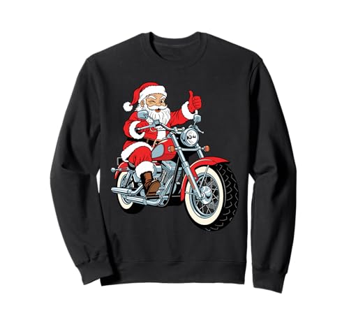 Divertido Papá Noel en Moto Cool Biker Navidad Sudadera