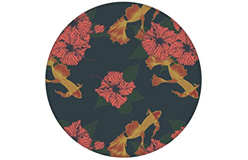 Entspannende Tapete in blau rot Le jardin japonais mit Koi Karpfen und schwimmenden Blüten angepasst an Farrow & Ball Farben - GMM Vliestapete als Asia Wandgestaltung (H: 1,5m B: 46.5cm)