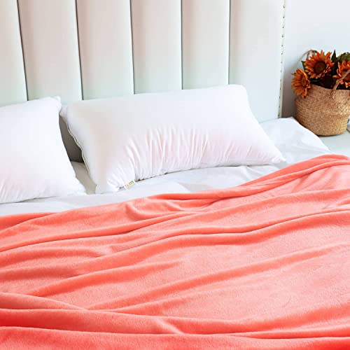 Image of NANPIPER Fleece Blankets, Super Soft Flannel Queen Size Blanket for Bed, Luxury Cozy Microfiber Plush Fuzzy Blanket,Living Coral