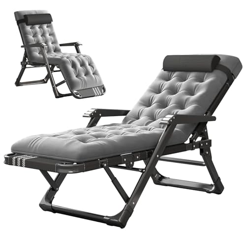 MOPHOTO Lounge Chair 3 in 1, Outdoor Padded Lounge Chair, Patio Folding Lawn Recliner Chair, Outdoor Reclining Chair, Sturdy & Comfortable, Supports up to 440lbs