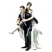 Football Bride & Groom Cake Topper - Playful Piggyback Figurine For Wedding Cakes (Dark Skin) - View #9