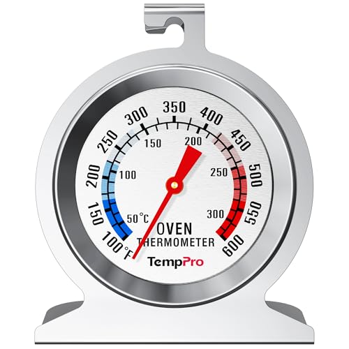 Image of TempPro Oven Thermometer for Gas Oven with 431 Stainless Steel | 50-300C /100-600F Oven Thermometer for Electric Oven Temperature, In Oven Temperature Gauge for Cooking Kitchen