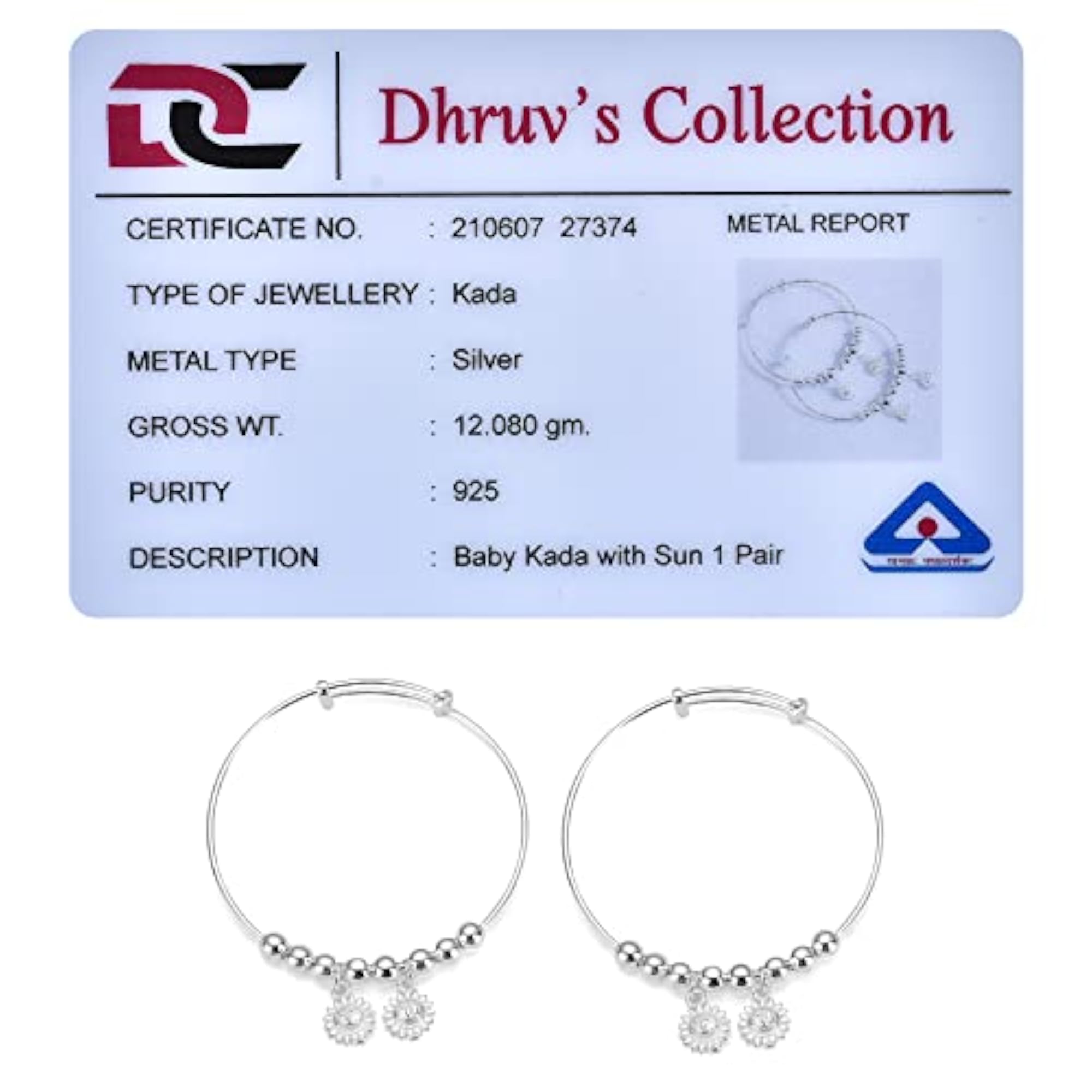 925 Pure Silver Adjustable Baby Bracelet with Charms
