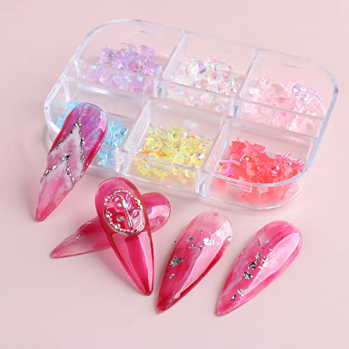 Flowers Nail Art Rhinestone, 3D Resin Floral Rose Nail Art Gems Supplies, Flower Glitter Flakes Sequins Jewels Accessories For Fingernail, Women Girls Manicure Shiny Decorations, Floral Nail Art Tips #TOP4