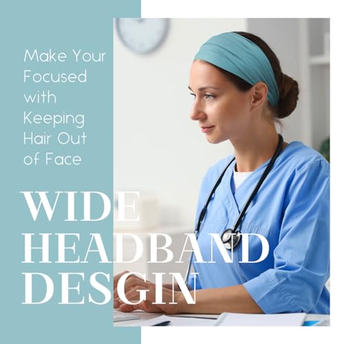 Head Bands for Women's Hair, Wide Headbands for Women Non-slip, Fabric Nurse Headbands for Women, Elastic Workout Hair Bands, 12 Solid Colors3