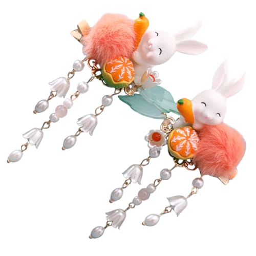 Mikinona 2個 古代スタイルのヘアクリップヘッドドレス ぬいぐるみバニーヘアクリップ ミニヘアクリップ ウサギの髪留め うさぎ バニークリップ 動物バレッタ バニーバレッタ