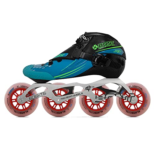 Bont Skates - Jet Inline Speed Skating Racing Package - Jet Skate Boot + 2Pf 6061 Frame + Elemental Wheels + Abec7 Bearings - Carbon Fiber Composite Fully Heat Moldable Vegan(Blue/Black, 41.5/8.5) #TOP1