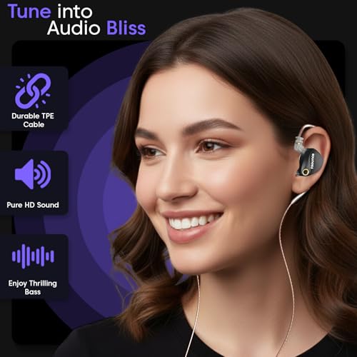 Image of Sounce Castro Pro Earphone IEM Dual 10mm Drivers Hi-Res Audio Harman Bass Enhanced 4-Level Tuning Switch Zinc Alloy Body OFC Flat Detachable 0.78mm Pin Cable 3.5mm Plug for Monitoring Pro Audio Black