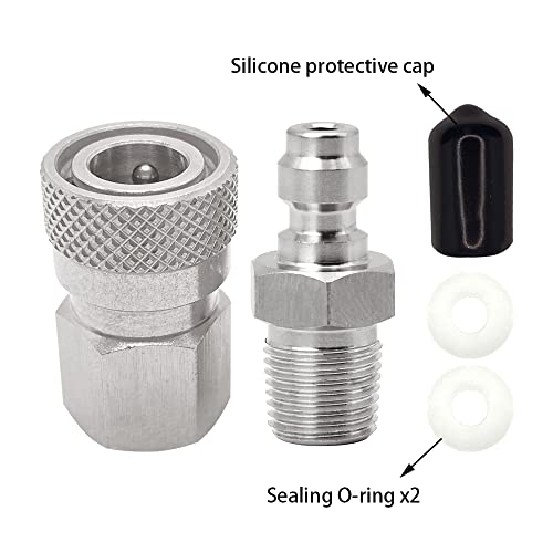 Universal 1/8 Npt Female Connector And 8Mm Male Plug Fill Nipple Quick-Disconnect Set, Stainless Steel Remote Line Male & Female Set For Pcp Foster Paintball Airsoft Air Gun Tool #TOP4
