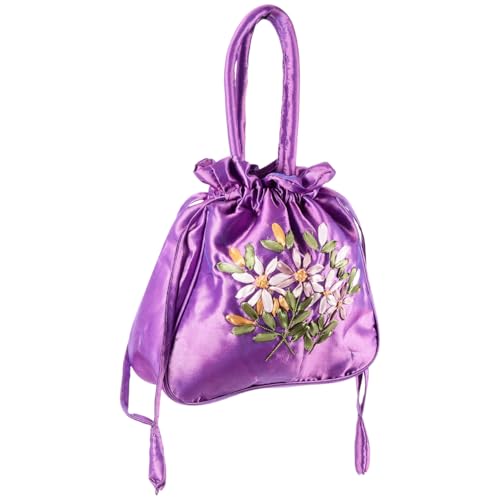 Bolso tote con cordón bordado para mujer de Holibanna, estilo étnico, ligero, para uso diario, fiestas y bodas, 8,66 x 8,66 x 0,39 pulgadas miniatura 1
