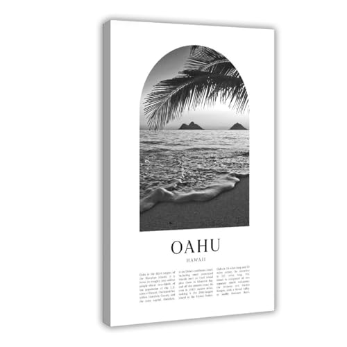 WANXU Oahu Travel Poster, Irvine Wall Art, Hawaii City Art Canvas Poster Bedroom Decor Office Room Decor Gift Frame 20x30inch