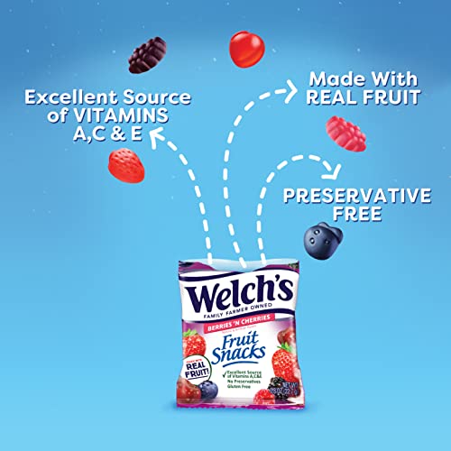 Welch's Fruit Snacks, Berries 'N Cherries, Gluten Free, Bulk Pack,Individual Single Serve Bags, 0.8 Oz (Pack Of 40) #TOP4