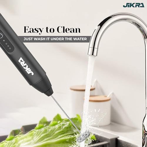 Image of Electric Coffee Frother, USB Rechargeable Milk Frother Machine for Home | Dual Spring Stainless Steel Whisk | for Coffee, Latte, Cappuccino, Hot Chocolate