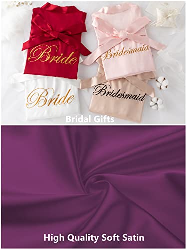 Image of Super Shopping-zone Women's Pure Bride Robes Embroidery Bridesmaid Robes Bridal Party Kimono Robe Wedding Sleepwear