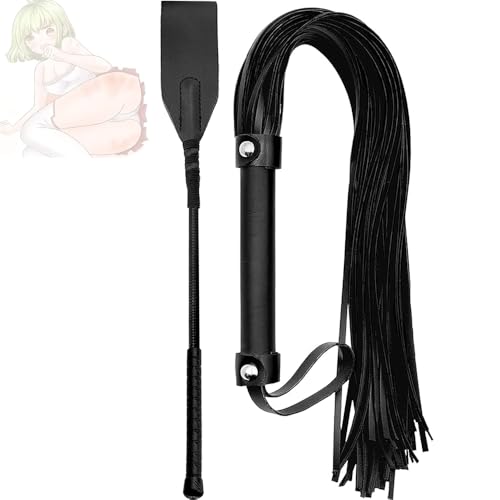 2 piezas de cuero negro suave juego látigo de cuero, accesorios de juego