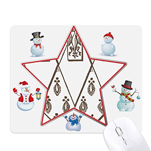 Tapis de souris bonhomme de neige baroque noir blanc tapis bureau informatique design plume étoile