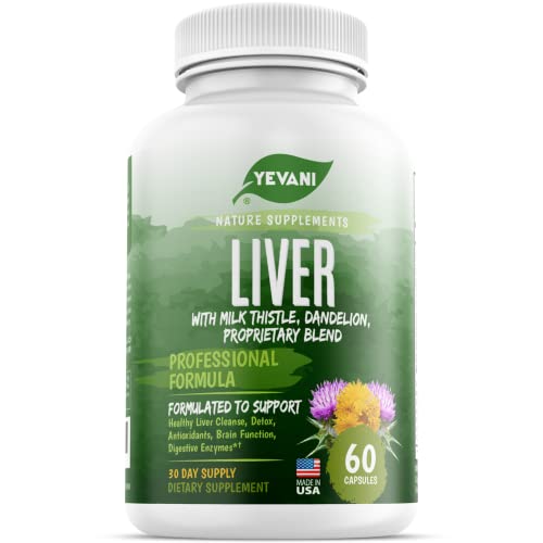 Yevani 100% Pure Liver Cleanse Detox Support Formula - Herbal Liver Support Supplement - Milk Thistle, Dandelion Root, Beetroot, Artichoke Extract, Liver Health - Jujube Milk Thistle Detox Capsules #TOP16