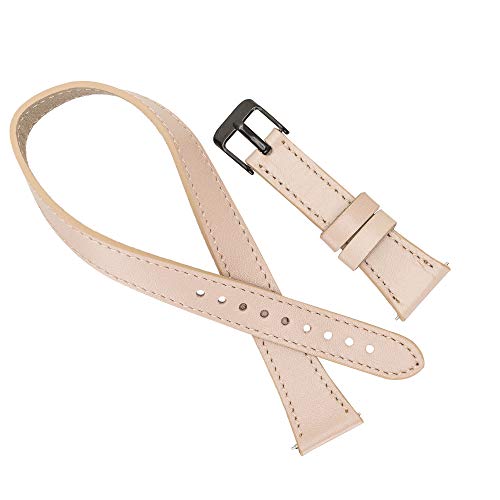 Venito Serena Leather Double-Wrap Slim Watch Band Compatible with Samsung Galaxy Active/Active 2-20mm Genuine Leather Double-Tour Slim Watch Strap (Nude Pink, Black Connector & Clasp)