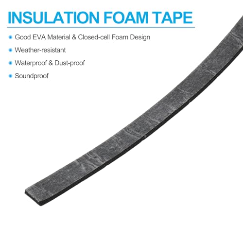 Image of PATIKIL 5 /8 inch W x 1 /8 inch T x 16.4Ft Double Sided Foam Tape, EVA Multipurpose Self Adhesive Weather Sponge Stripping for Home Decorations, Card Scrapbooking DIY Craft Project, Black